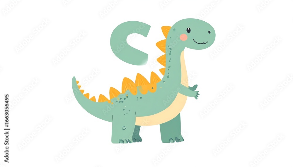 Obraz premium Cute dinosaur with letter C