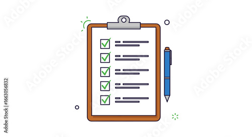 Detailed project checklist preparation and tracking with writing utensil