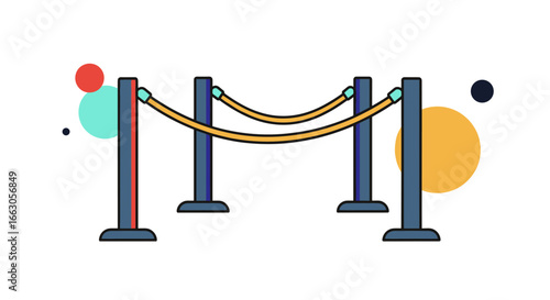Elegant barrier stanchions with red blue posts and rope for vip event access control