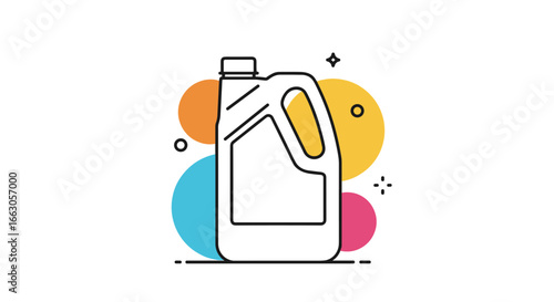 A clear line drawing of a plastic container with a handle for liquids