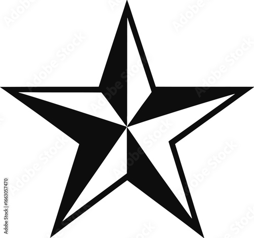 Nautical Star Vector Illustration with Bold Outline and Contrasting Fill for Graphic Design Projects and Symbolic Representations of Navigation and Guidance