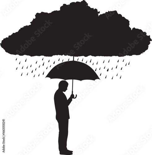 man under rain cloud with umbrella depression sadness melancholy