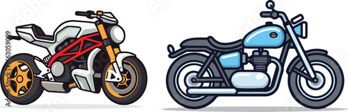 Sleek chrome sport motorcycle, isolated on a white background, a classic colorful model ready for speed