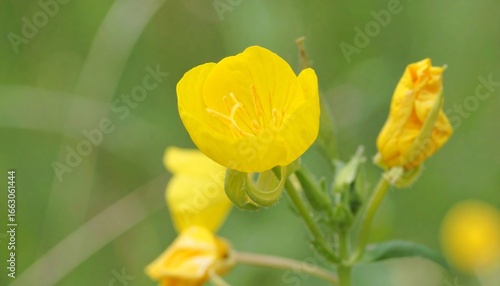 Yellow Wildflower Blooming Meadow Closeup