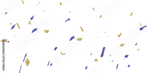A festive and celebratory abstract background with a multitude of scattered confetti and streamers in red, yellow, and blue, creating a joyful, dynamic pattern on a clean white background.