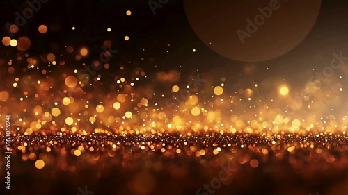 a digital artwork featuring a bokeh effect with a focus on golden and amber tones.