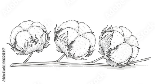 
Watercolor Cottons Flowers. Set with white Balls of fluffy plants in hand drawn vintage style. Illustration for wedding invitations