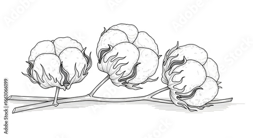 
Watercolor Cottons Flowers. Set with white Balls of fluffy plants in hand drawn vintage style. Illustration for wedding invitations