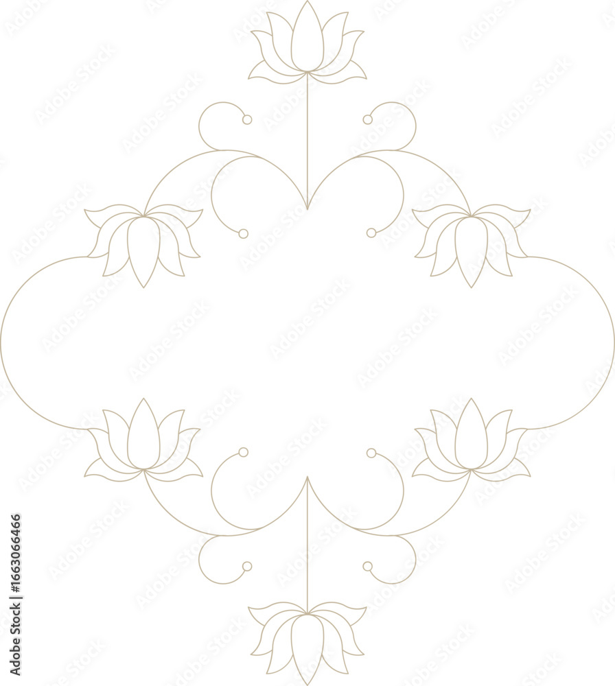 Obraz premium Monoline Indian Floral Decorative Frame