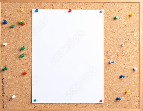 Cork board mockup with white paper