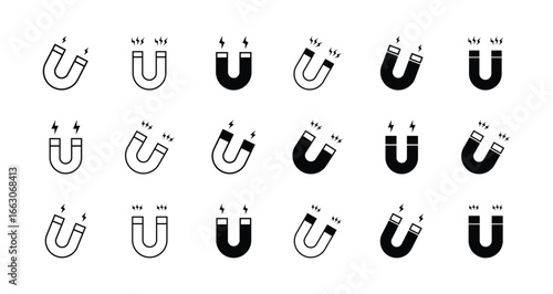 Set of Magnet icon symbol vector on white background