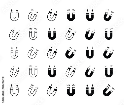 Set of Magnet icon symbol vector on white background