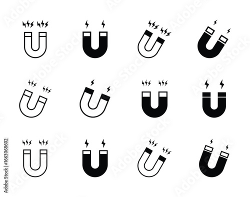 Set of Magnet icon symbol vector on white background