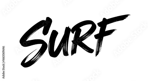 Vector Bold Handwritten Surf SVG Icon with Dynamic Brush Stroke Style in Modern Black Design