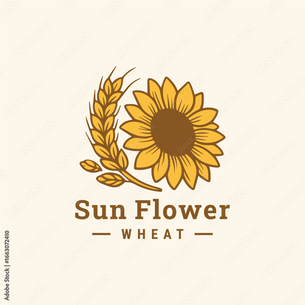 Fototapeta premium Vintage sun flower logo, timeless mark of warmth and nature.