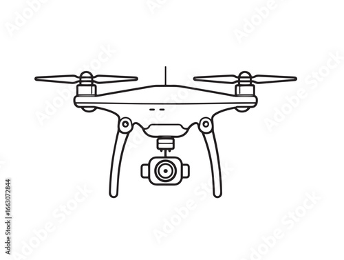 Sleek and Technical Drone Camera Gimbal Symbol in Crisp Line Art