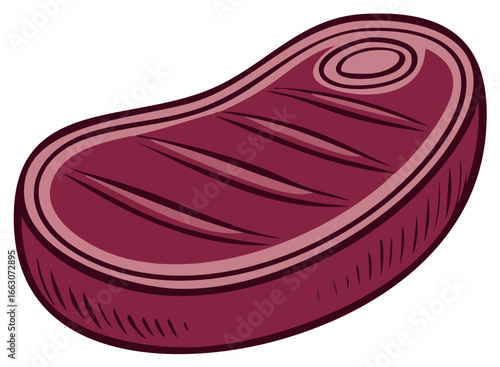 Grilled Sirloin Steak Cartoon Food Illustration Meat Cuts for Barbeques Gourmet Delicacies