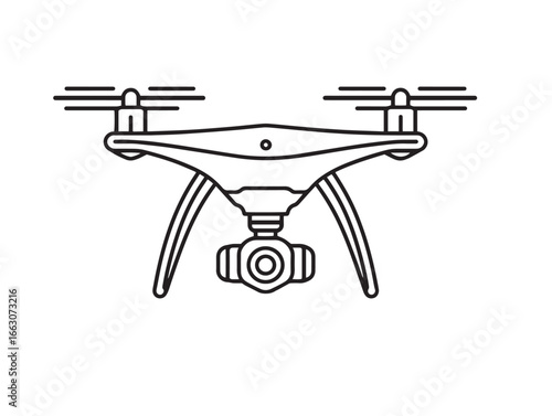 Contemporary Clean Line Vector Depiction of Drone Camera Gimbal Icon