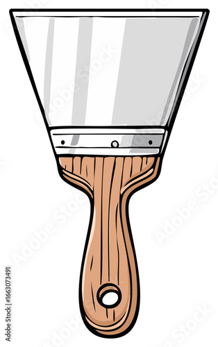 Illustration of a hand held drywall putty knife for construction and repair