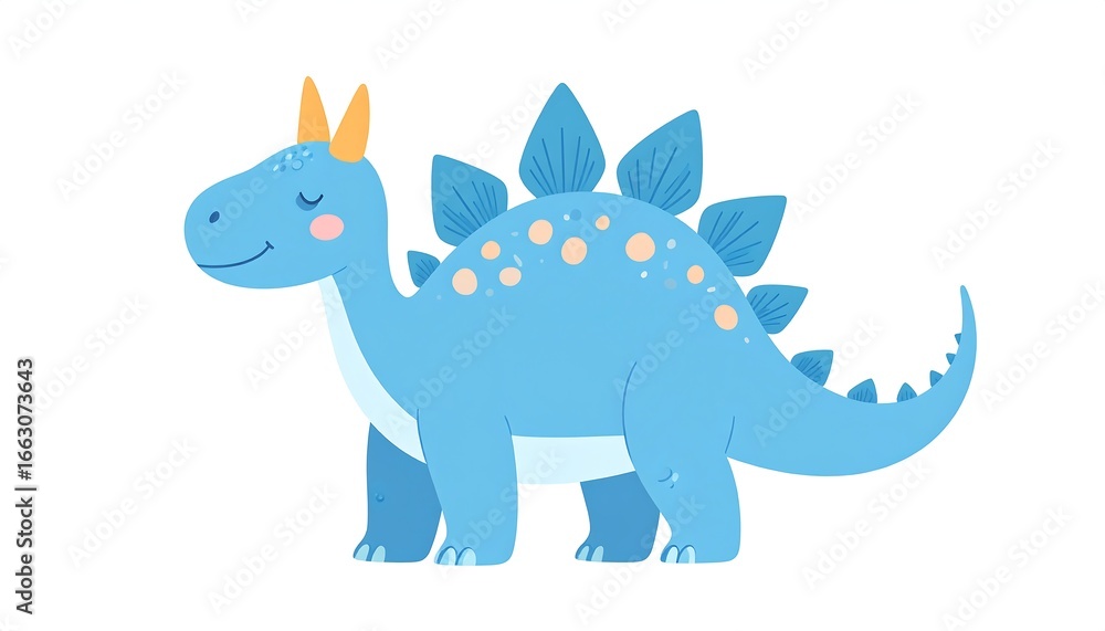 Obraz premium Cute light blue dinosaur illustration