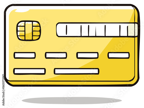 Cartoon Style Credit Card Illustration with Chip and Signature Strip