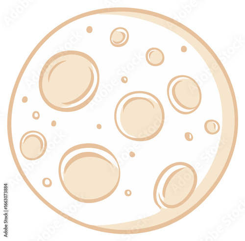 Simple light brown round cartoon illustration of a delicious flatbread tortilla or pancake food item
