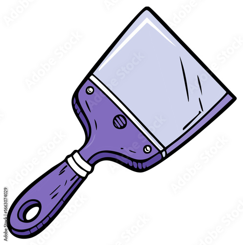 Vibrant Purple Handled Putty Knife Cartoon Illustration Essential Home Renovation Tool