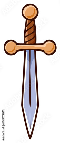 Cartoon Sword Weapon with Golden Handle and Silver Blade