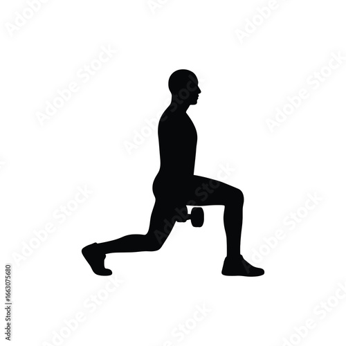 Dumbbell Lunge (Split Squat) Silhouette Vector – Lower Body Workout Icon