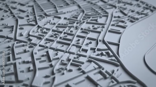 3D Cityscape Model: Aerial View of Urban Planning and Architectural Design