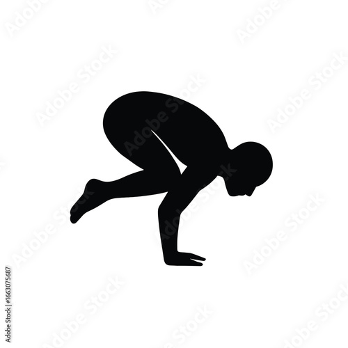 Crow Pose (Bakasana) Yoga Silhouette Vector – Arm Balance Pose Icon