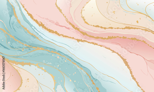 Soft pastel marble swirls, delicate golden pattern background
