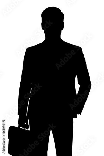 Silhouette of a businessman standing with a briefcase