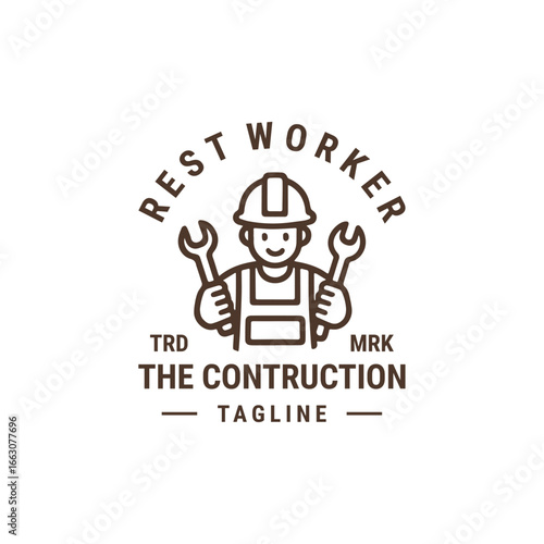Rest worker logo in vintage style, symbol of peace and hard work.