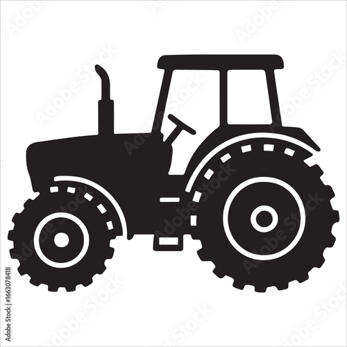 Red tractor isolated on white background for farm and agriculture