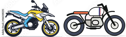 Beautiful stylized motorcycle racer bright yellow sport bike vector illustration