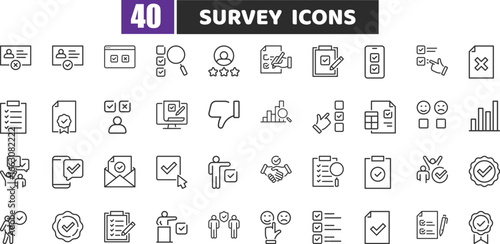 Survey and Feedback Line Icons Vector Set