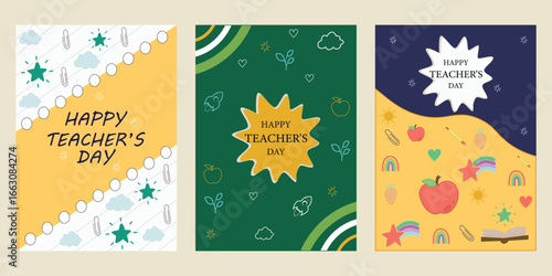 Print Collection of Happy teacher's day  mobile  wallpaper ,card  illustration  background ,  stories, social media poster of education day student and teacher background Creative concept  Background 