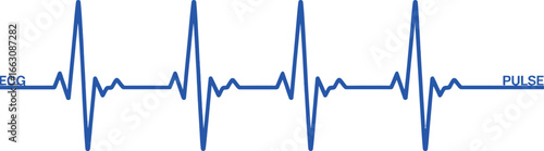 Heartbeat Rhythm in Blue ECG Pulse Trace with White Background