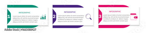 Steps infographic design - 3 steps or options business process diagram - Data visualization timeline infographic with icon - 