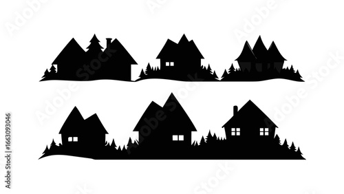 Abstract geometric mountain range silhouette with a stylized jack o lantern face illuminated in the night sky