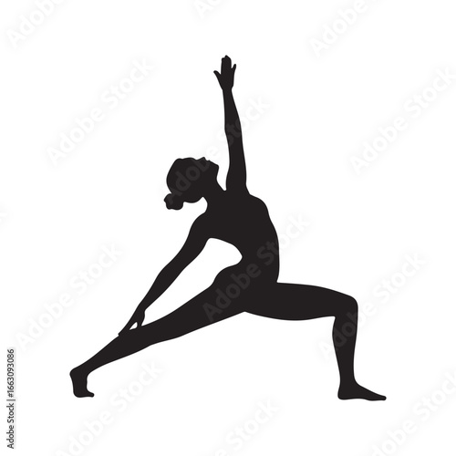 Yoga asana of famale silhouette exercising yoga. Hand drawn sketch  silhouette icon vector flat illustration design on white background