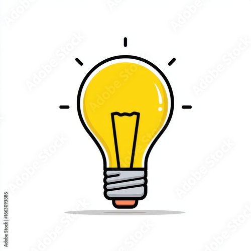 Lightbulb Idea Concept Flat Icon with Simple Clean Lines and Minimal Design