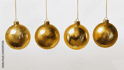 Gilded Joy golden Christmas ornaments isolated watercolor vector illustration svg