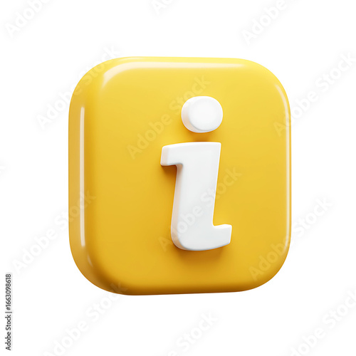 3D Yellow Information Icon Button