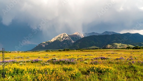 Fototapeta Naklejka Na Ścianę i Meble -  Mountain meadow in summer storm