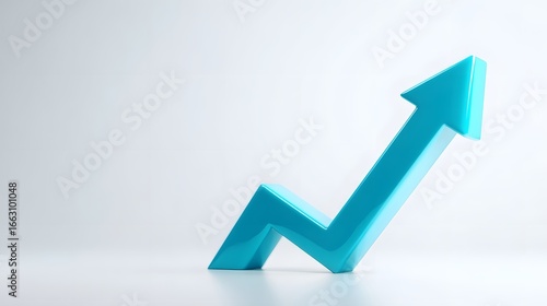 Blue arrow graph showing upward trend and growth