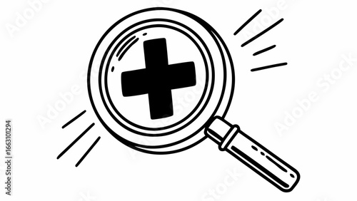 Magnifying glass search find zoom in explore investigate research discovery tool analysis close up icon graphic