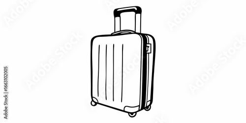 Illustration of travel suitcase luggage baggage bag journey trip vacation adventure tourism destination wheeled bag