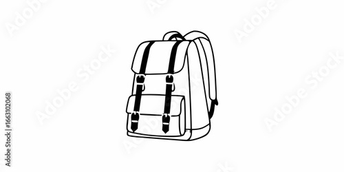 Backpack rucksack bag travel luggage camping hiking school bag pack adventure gear fashion accessory vector art